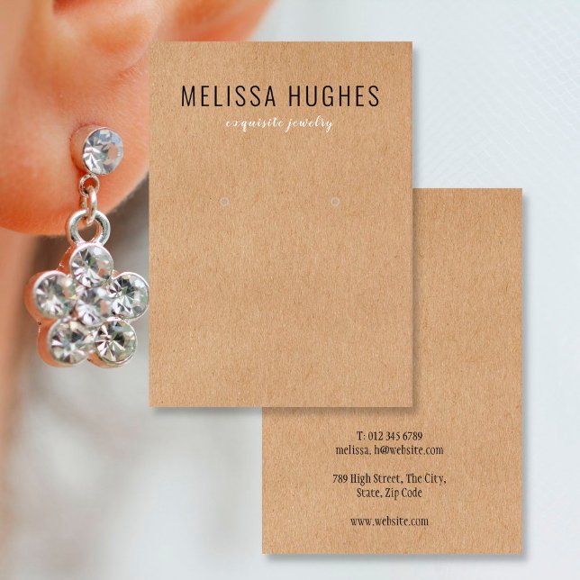 Enkelt Modern Rustic Kraft Earring Visning Card Visitkort (Skapare uppladdad)