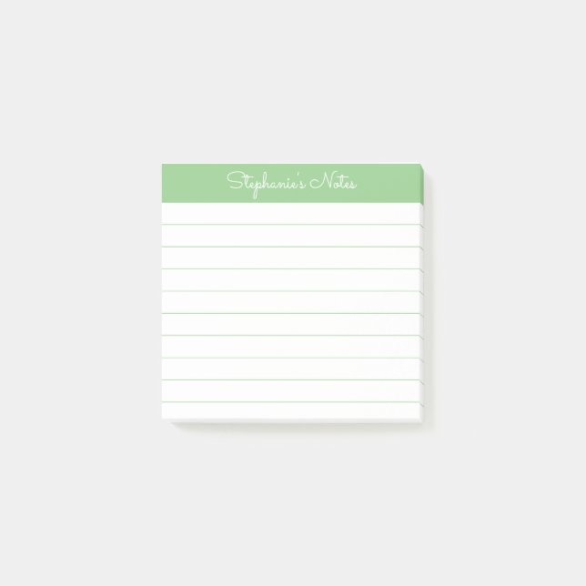Enkelt Modern Salggrön Personlig Linjerad Post-it Block (Framsida)