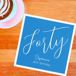 Enkelt Modern Script Blue 40:e födelsedagen Party Pappersservett