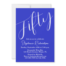 Enkelt Modern Script-Royal blått 50:e födelsedagen