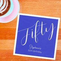 Enkelt Modern Script-Royal blått 50:e födelsedagen