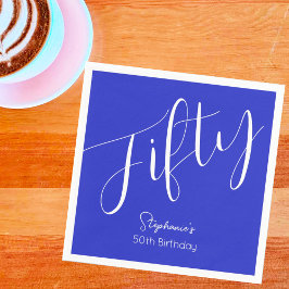Enkelt Modern Script-Royal blått 50:e födelsedagen Pappersservett