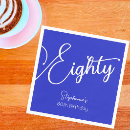 Enkelt Modern Script-Royal Blue 80 Birthday Pappersservett