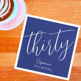 Enkelt Modern skript, marinblå 30års födelsedag Pa Pappersservett