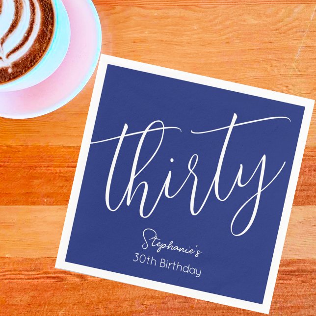 Enkelt Modern skript, marinblå 30års födelsedag Pa Pappersservett (Skapare uppladdad)