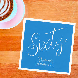 Enkelt modern skriptblå 60:e Födelsedagsfesten Pappersservett