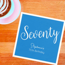 Enkelt modern skriptblå 70:e Födelsedagsfesten Pappersservett