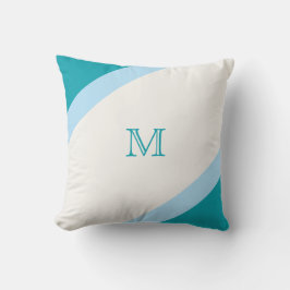Enkelt Modern Teal Blue Stripe Monogram Kudde