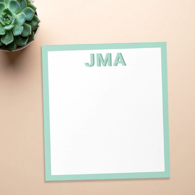 Enkelt Modern Teal Monogram Anteckningsblock (Skapare uppladdad)