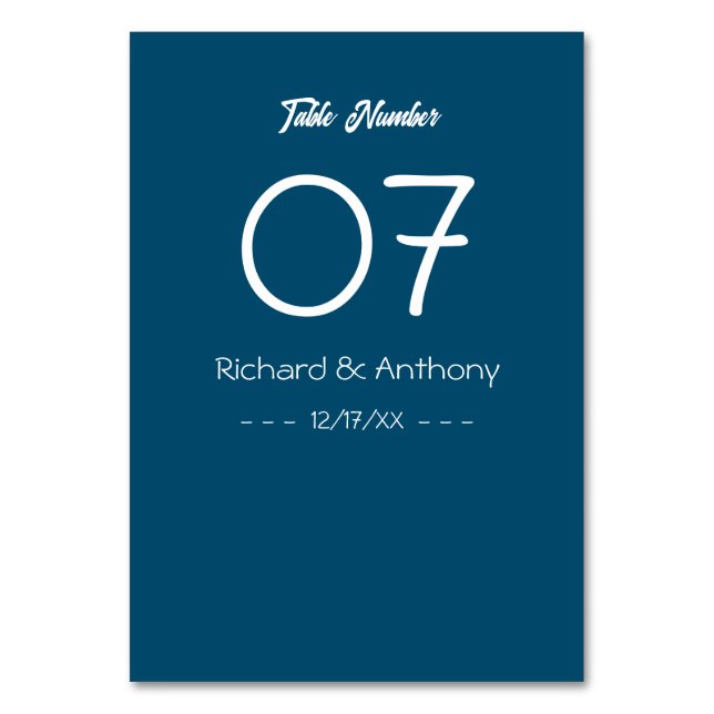 Enkelt Modern, Trendig Bröllop Bordsnummer (Framsidan)