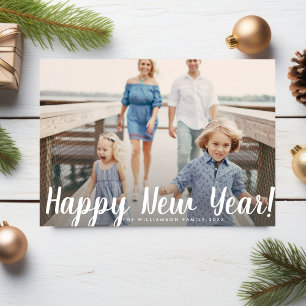 Enkelt modernt beställnings- familjfoto för gott julkort