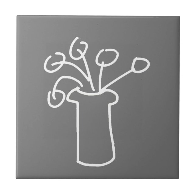 Enkelt modernt blomvitt grått kakelplatta (Framsidan)