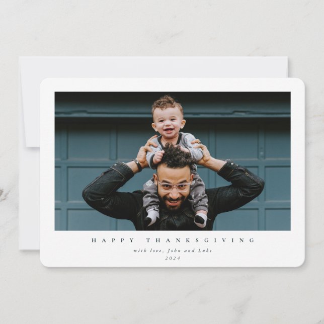 Enkelt modernt enkelfoto Happy thanksgiving Julkort (Framsida)