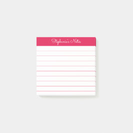 Enkelt Modernt Körsbärsrött Personligt Linjerat Post-it Block