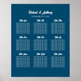 Enkelt modernt, sittdiagram för Trendig Bröllop Poster