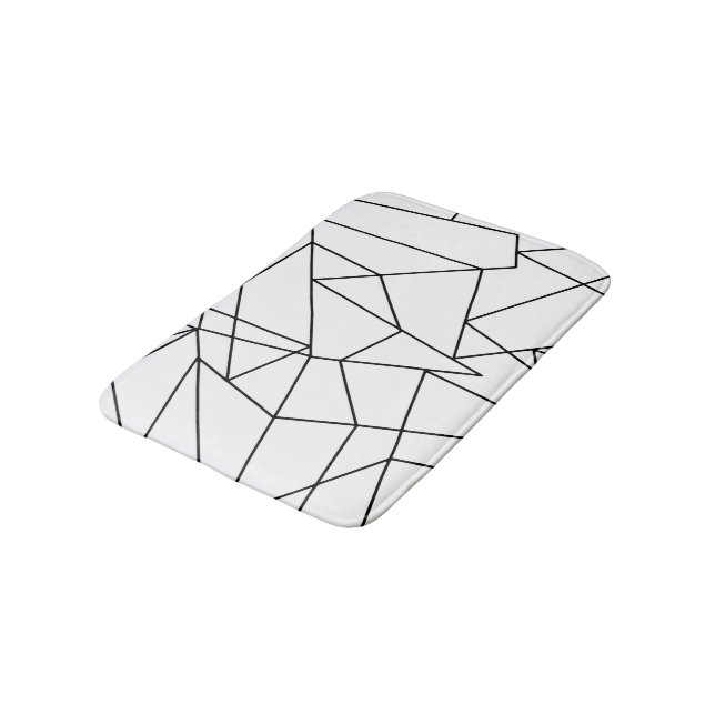 Enkelt modernt svartvitt geometriskt mönster badrumsmatta (Vinklad)