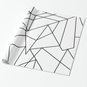 Enkelt modernt svartvitt geometriskt mönster presentpapper