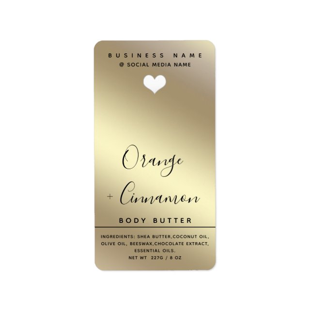 Enkelt modernt typografiskt vitt hjärt Kroppssmör Adressetikett (Framsidan)