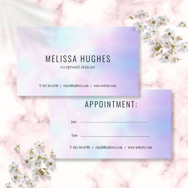 Enkelt modigrafiskt avtalskort för avtalade tider visitkort (Simple Modern Holographic Appointment Card)