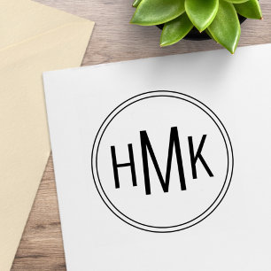 Enkelt Monogram 3 Initialer Stämpel