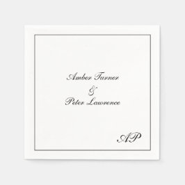 Enkelt Monogram Black and White Elegant bröllop Pappersservett