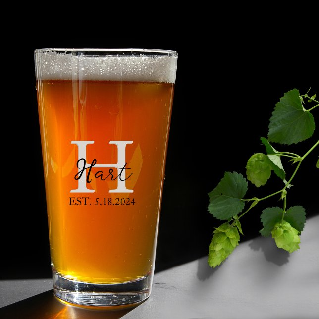 Enkelt Monogram Black Beige Beer Glaskopp (Skapare uppladdad)