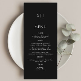 Enkelt Monogram Black Bröllop Meny