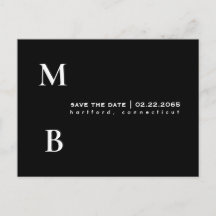 Enkelt Monogram Black Bröllop spara datum