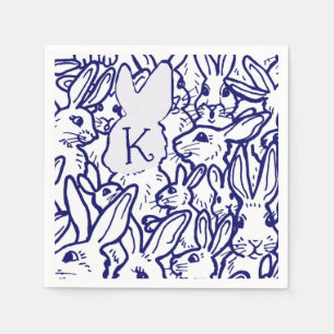 Enkelt monogram blåvit kanin Bunny Cute Pappersservett