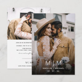 Enkelt monogram budgetfoto Bröllop Inbjudningar