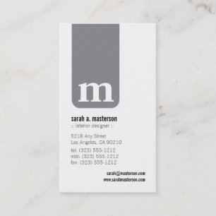 Enkelt Monogram Designer-Affärskort (grått) Visitkort