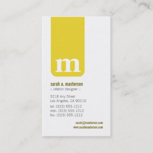 Enkelt Monogram Designer-Affärskort (gult) Visitkort