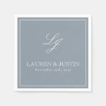 Enkelt Monogram Dusty Blue-Elegant Bröllop