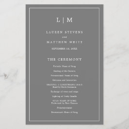 Enkelt Monogram Grått-budgetBröllopsprogram Flygblad