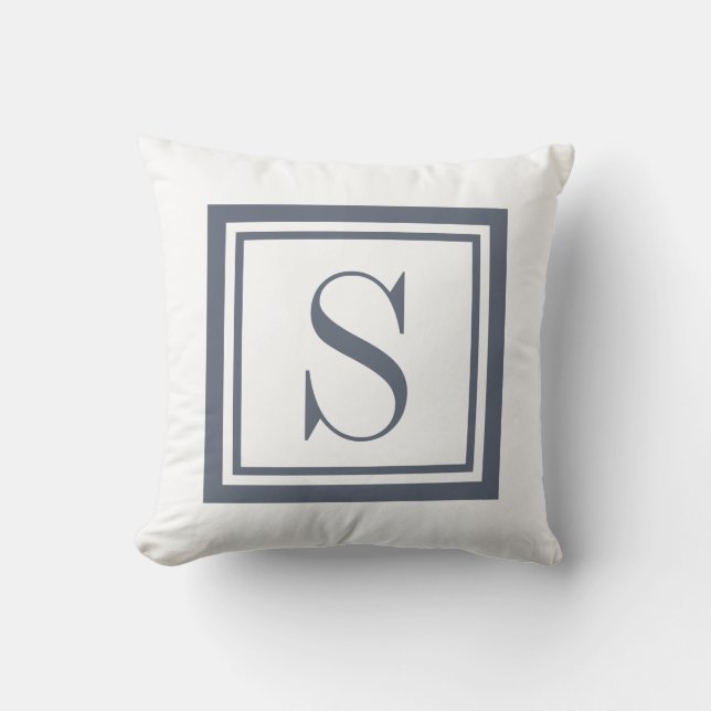 Enkelt monogram Grått Classic Square Kudde (Framsida)