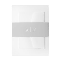 Enkelt monogram grått-inbjudningsband