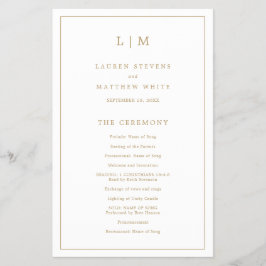 Enkelt Monogram Guld-budgetBröllopsprogram Flygblad