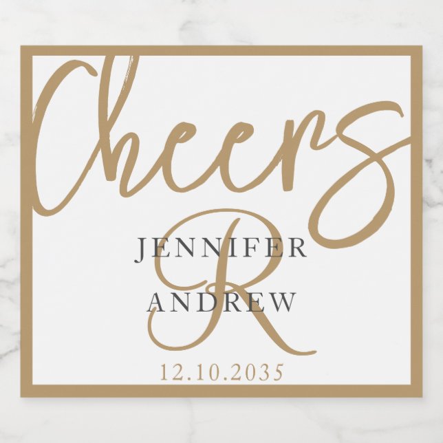 Enkelt Monogram Guld Calligraphy Script Sparkling (Enkel etikett)