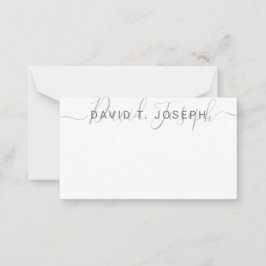 Enkelt monogram handskrivet minimalistiskt Grått Anteckningskort