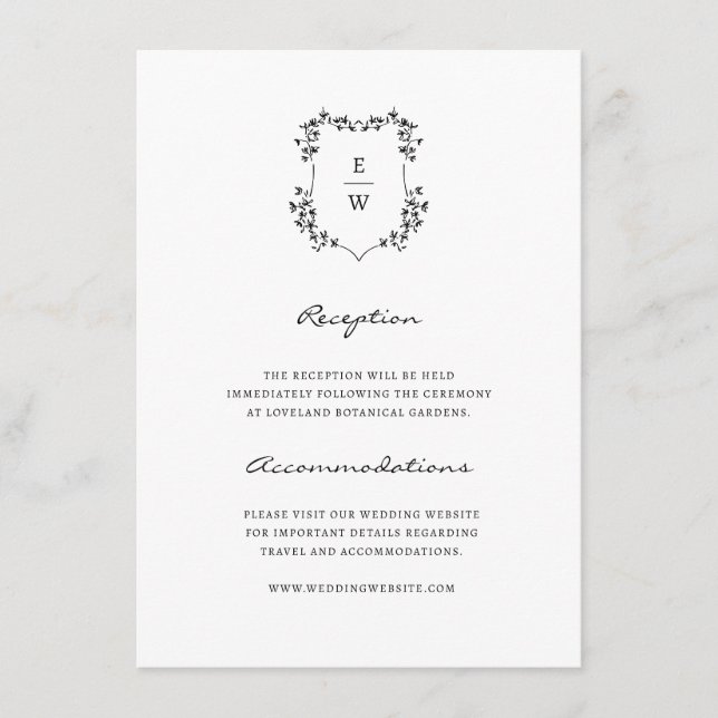 Enkelt monogram-höljeskort tilläggskort (Framsida)