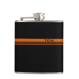 Enkelt Monogram i Orange och svart Fickplunta