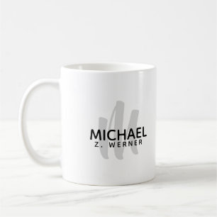 Enkelt monogram / initial + namn på vitt kaffemugg