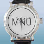 Enkelt monogram inledande armbandsur<br><div class="desc">Modern typografi - minimalistisk första utformning som kan ändras till personlig anpassning. Enkelt cirkulärt gräns till ram i initialer. Färsk och minimalistisk.</div>