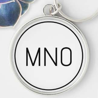 Enkelt monogram inledande rund silverfärgad nyckelring