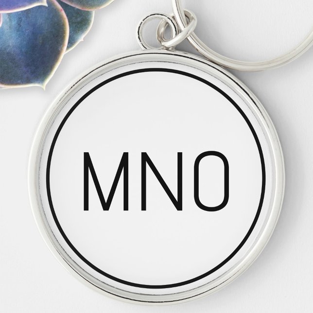Enkelt monogram inledande rund silverfärgad nyckelring (Simple monogram initial personalized minimalist keychain)