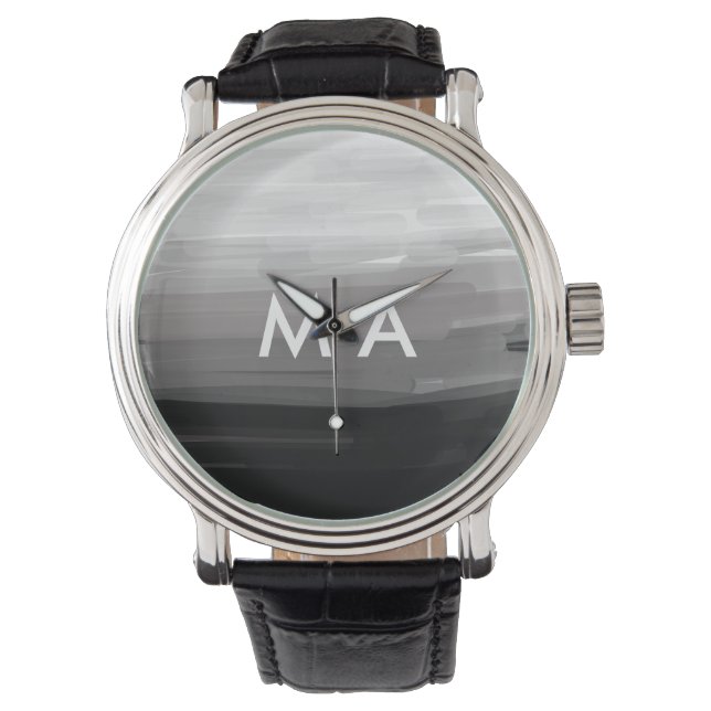 Enkelt monogram lägger till ditt namn brev man min armbandsur (Framsida)