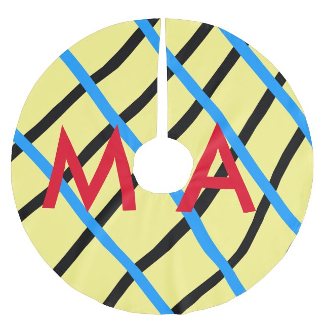 Enkelt monogram lägger till ditt namn brev man min julgransmatta borstad polyester (Framsidan)