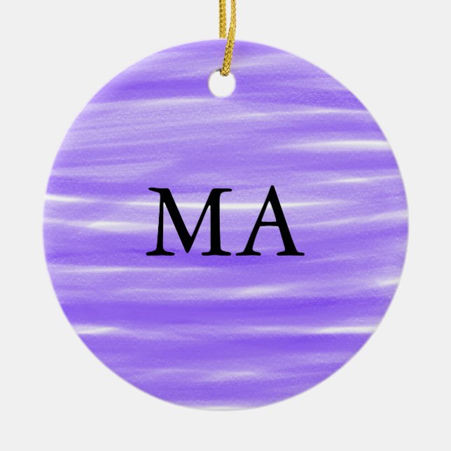 Enkelt monogram lägger till ditt namn brev man min julgransprydnad keramik (Framsidan)