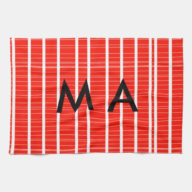 Enkelt monogram lägger till ditt namn brev man min kökshandduk (Horisontell)