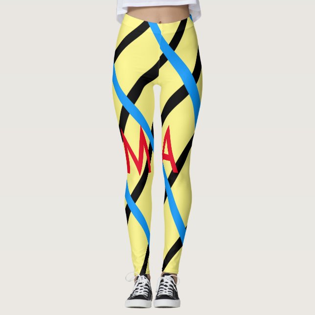 Enkelt monogram lägger till ditt namn brev man min leggings (Framsida)